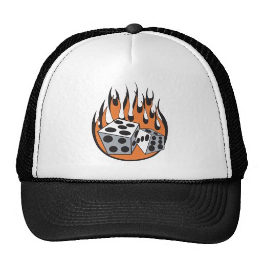 retro flammande tärningdesign trucker kepsar