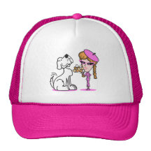retro flicka- och husdjurhund trucker kepsar