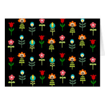 Retro folk blommönster kort
