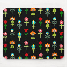 Retro folk blommönster musmattor