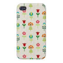 Retro folkblommamönster iPhone 4 fodraler