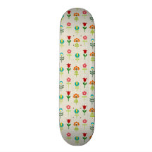Retro folkblommamönster skate decks