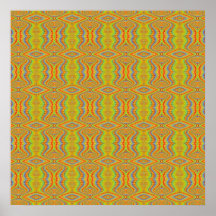 Retro Fractalmönster för gul 60-tal Affischer