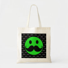 Retro grön SmileymustaschMoustache Stache Tote Bag