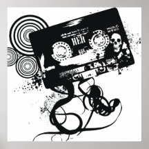 Retro Grungeaudio tejpar & skalleaffischen