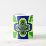Retro gul blåttturntabledesign kaffe mugg
