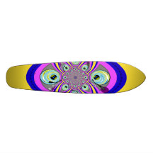 Retro gul purpurfärgad turntabledesign anpassad skate board