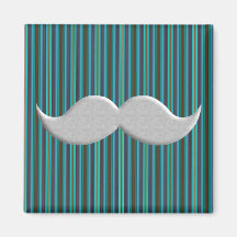 Retro Handlebarmustasch på randigt mönster Kylskåps Magneter