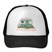 Retro hem- campare-/släp- & rosaFlamingos är… Keps
