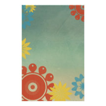 Retro Hippieblommor Brevpapper Design