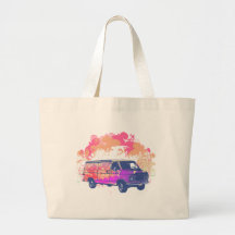 retro hippieskåpbil för grunge tygkassar