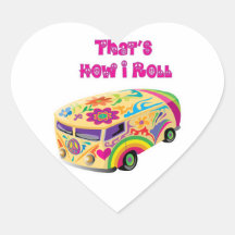 retro hippieskåpbil hur jag rullar hjärtklistermärken