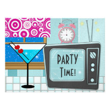 Retro kök - coctail - middagparty - SRF Anpassningsbara Inbjudningskort