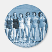 Retro kvinnahötorgskonst för vintage som surfar st magnet för kylskåp