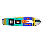 Retro mångfärgat kvadrerar robotmanen skate board deck