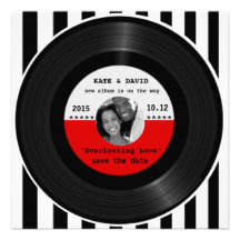 Retro modernt vinylrekord l Spara--Daterar Kort För Inbjudningar