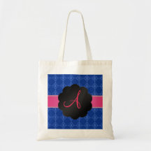 Retro MOnogramblått cirklar Tote Bag