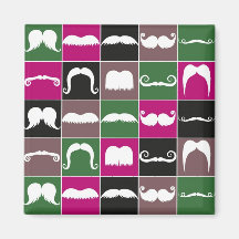 Retro mönster för mustasch kylskåpmagneter