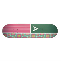 Retro mönster för rosor och för Mint Anpassad Skate Board