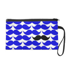 Retro Mustache Pattern in Blue Wristlets