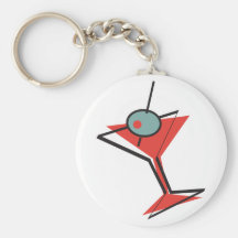 retro olivgröna martini nyckel ring