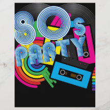 Retro party 80 full färg flygblad