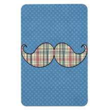 Retro Plaid Mustache Moustache Stache Magnets