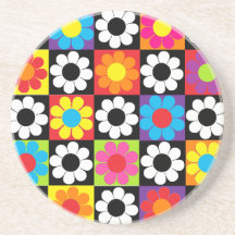 Retro popflower powerdaisy underlägg