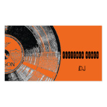 Retro Record Orange DJ Business Card