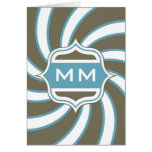 Retro spiral krickachoklad för Monogram - brunt Hälsningskort