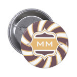 Retro spirala orange lilor för Monogram Knappar