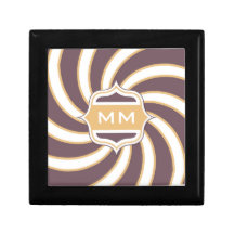 Retro spirala orange lilor för Monogram Minnessak