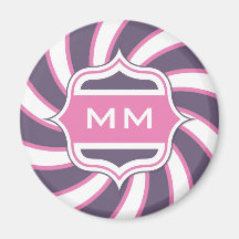 Retro spirala shock rosalilor för Monogram Kylskåpsnagnet