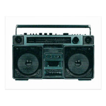 retro stereo- vykort