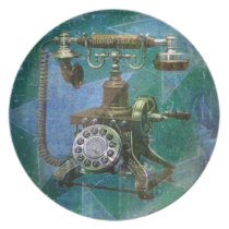 Retro telefon Art. för blått tallrikar