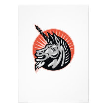 Retro träsnitt för ilsket Unicornhuvud Anpassade Tillkännagivande