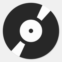 retro vinly rekord rund klistermärke