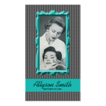 Retro visitkort för AquaHoundstooth Esthetician