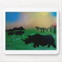 Rhinos i solnedgången mus mattor