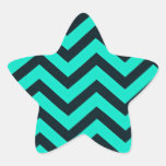 Rich mint and black chevron stripes pattern. star stickers