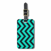 Rich mint and black chevron stripes pattern. luggage tags