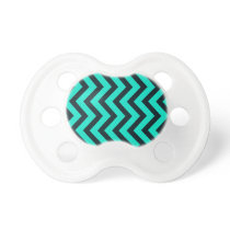 Rich mint and black chevron stripes pattern. pacifiers