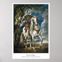 Rid- porträtt av hertigen av Lerma Rubens Print