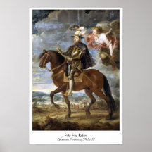 Rid- porträtt av Philip II Peter Paul Rubens Posters