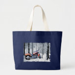 Rida till och med skogen på en snöig dag tote bag
