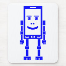 Robo telefon - blått på vit musmattor