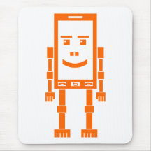 Robo telefon - orange på vit musmattor