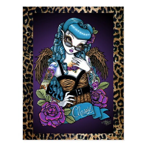 Rockabilly vykort för ängel för babytatueringLeopa