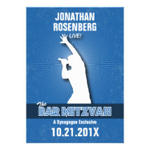 RockstjärnapubMitzvah inbjudan i blått