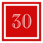 Röd 30års födelsedagpartyinbjudan -